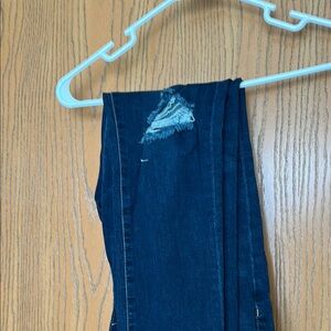 Express Blue Skinny Jeans with Distressed Detail